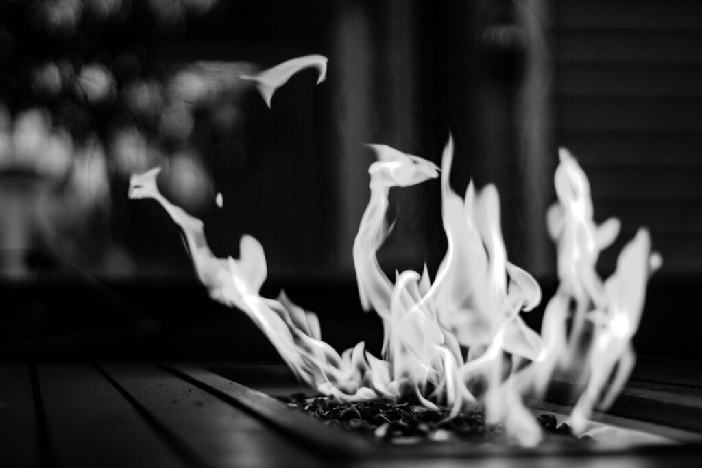 Fire image in black and white