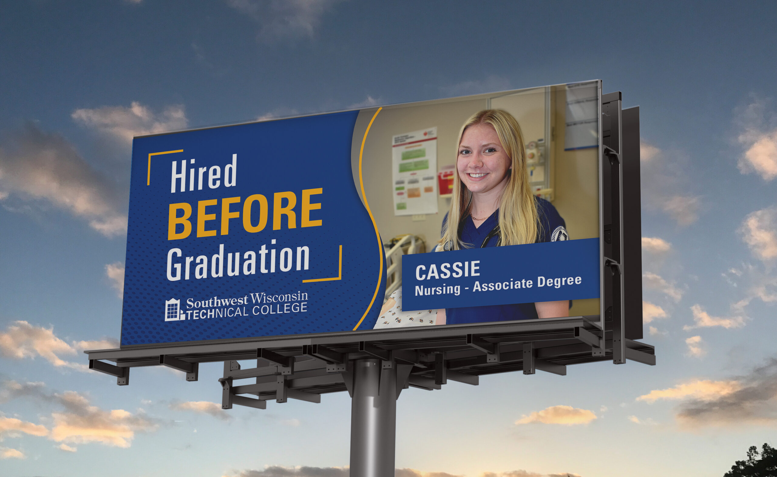 Hired before graduation billboard mockup